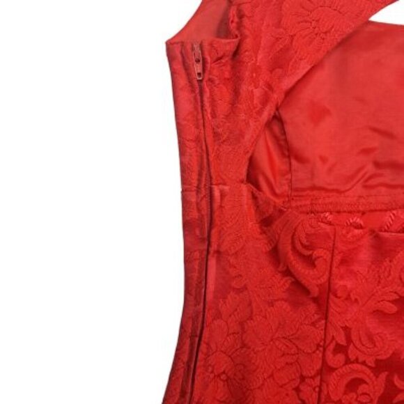 Vintage Jessica McClintock Gunne Sak Damask Brocade Little Red Dress - Picture 5 of 8